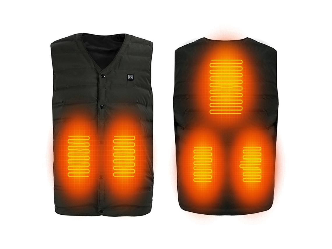 Colete Térmico Quente com 3 Níveis de Controle de Temperatura, 5 Zonas de Aquecimento Suave e Conexão USB para Casa, Camping, Pesca e Trilhando (Tamanho P)
