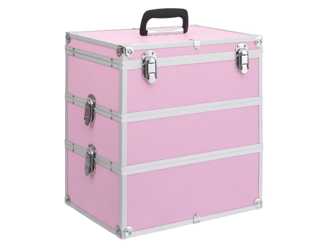 Vidaxl Caixa De Maquilhagem 37x24x40 Cm Alumínio Cor-de-rosa