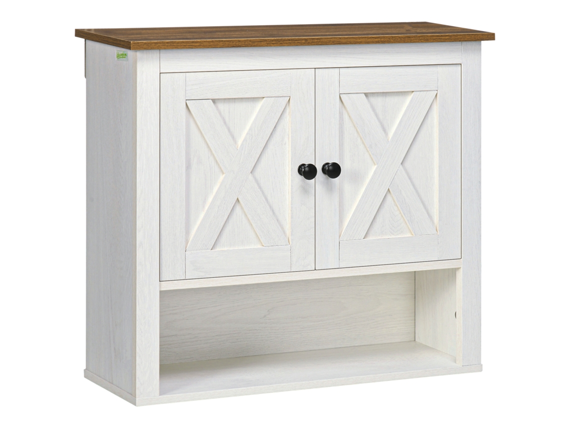 Armário Banho Parede 60x19,5x52,5cm em Branco/madeira