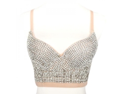 2026-corset Sexy Top Crop Para Mulher Com Renda E Pedras, Brassiere Push Up Com Alças Ajustáveis 38°c Naranja