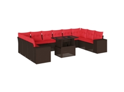 Conjunto de Sofá de Jardim, 11 Peças, Almofadas, Rattan Preto MAISON EXCLUSIVE