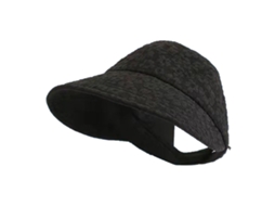 Chapéu de sol feminino com topo meio vazio ajustável com velcro para verão atividades ao ar livre preto S/MARCA