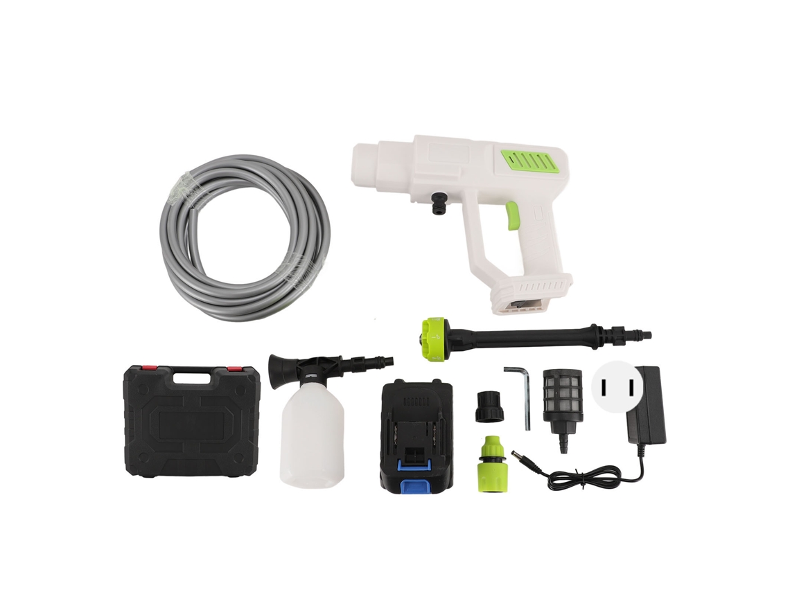 Lança d'água portátil, sem fio, elétrica e alimentada por bateria para limpeza doméstica e de automóveis, luz dourada.