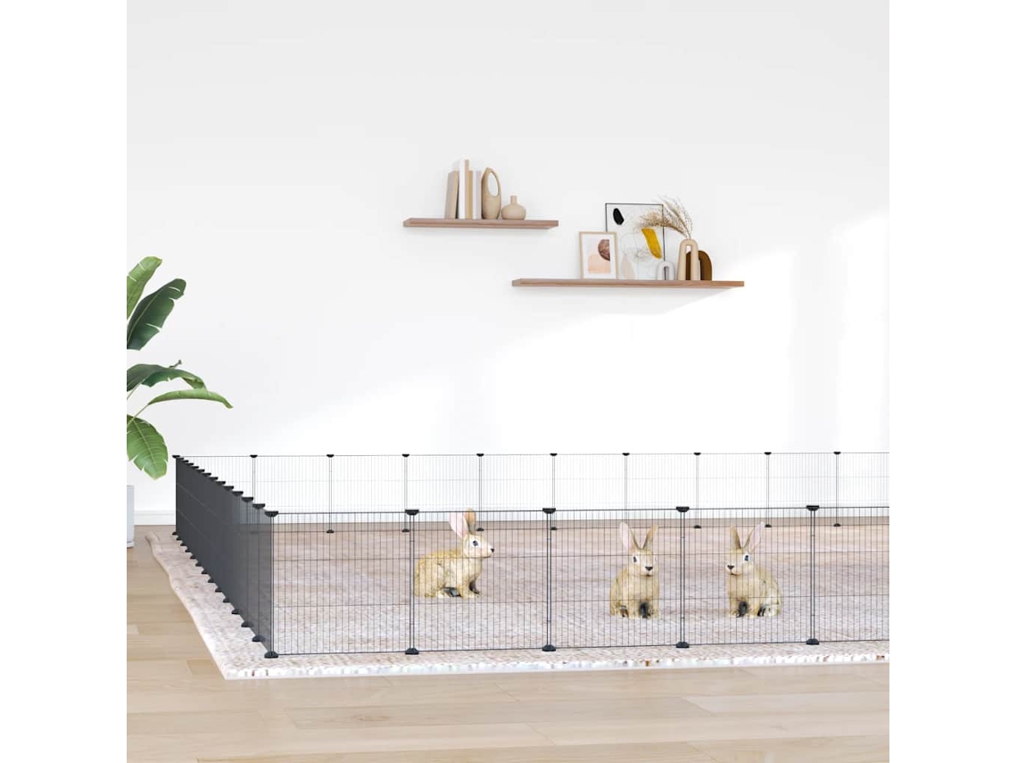 Vidaxl Gaiola P/ Animais De 52 Painéis C/porta 455x455x35 Cm Aço Preto
