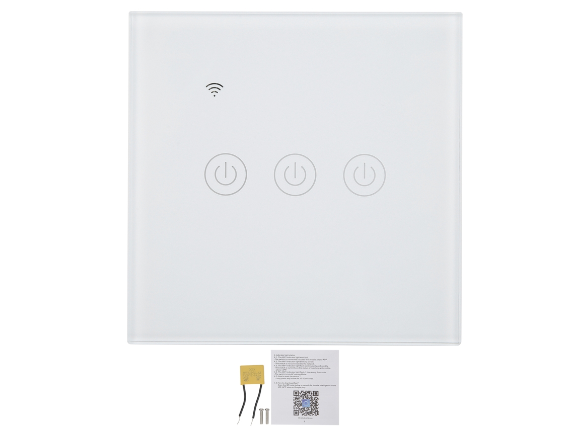 Painel Interruptor Inteligente 3 Botões Táctil Sem Fio Zigbee 200-240v Ca Para Lâmpadas Led