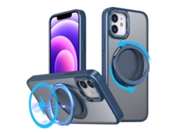 Suporte Casa Marinho Para Iphone 12 Pele Sintética Magnética Azul