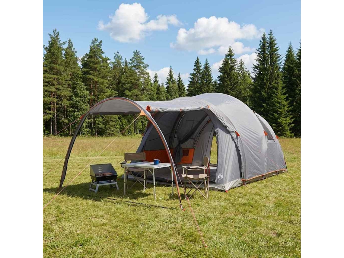 Vidaxl Tenda Túnel 370 X 275 X 210 Cm Cinza E Laranja Poliéster E Aço