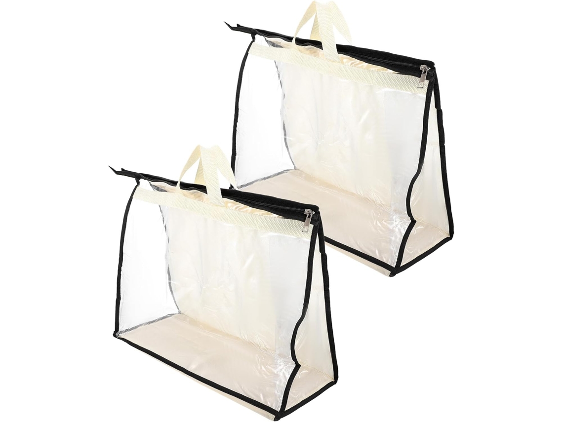 De 2 Sacos Organizadores Xl Transparentes À Prova De Poeira Com Borda Preta E Alça Bege