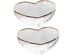 Conjunto De 2 Tigelas De Vidro Elegantes E Práticas Em Formato De Coração, 100ml