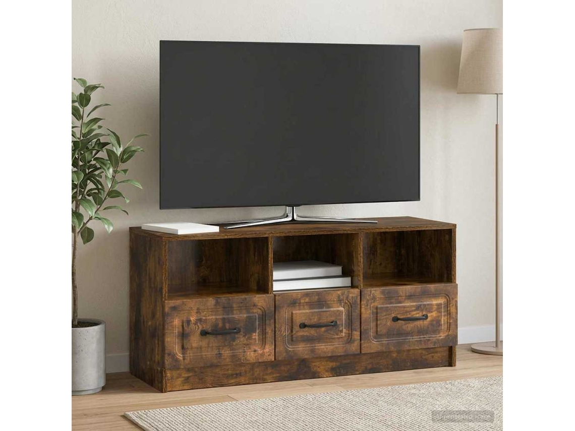 Vidaxl Gabinete Para Tv Com Gaveta Carvalho Fumado 102 X 34,5 X 47 Cm