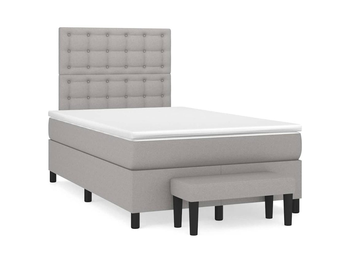 Vidaxl Cama Boxspring Com Colchão 120x190 Cm Tecido Cinzento-claro