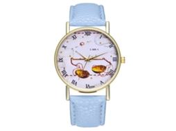 Reloj De Pulsera Unisex De Cuero Pu Con Patrón Libra Azul Claro Zhoulianfa