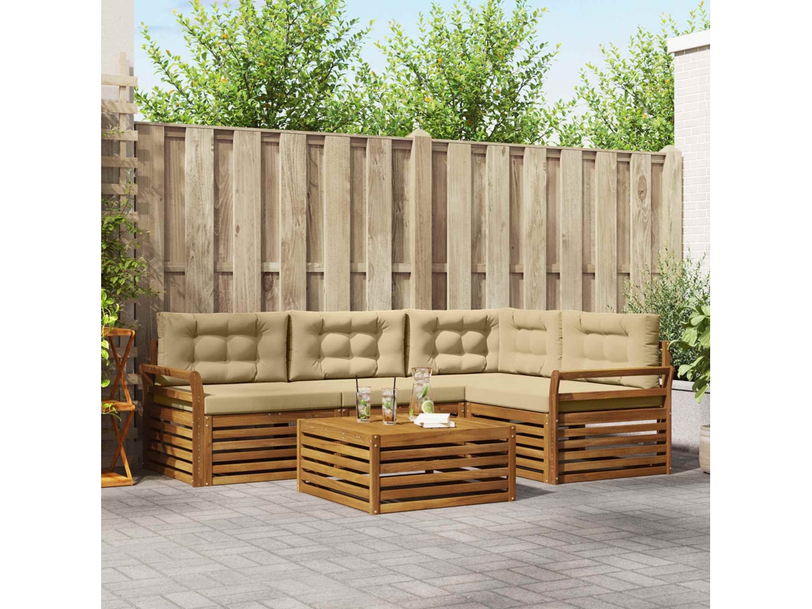 Vidaxl Conjunto De Sofás Para Exterior 5 Unid. Natural E Bege