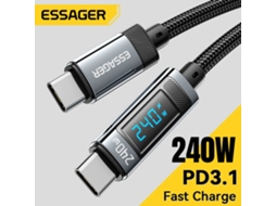 Cabo Essager Es-x47 5a 240w Tipo C Para Tipo C, Transmiss?o De Dados, 1m/2m De Comprimento