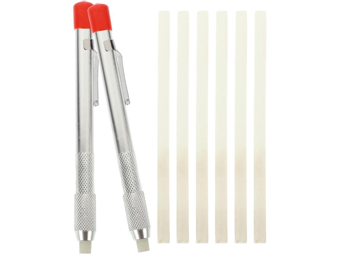 Conjunto De 2 Lápis De Pedra Sabão Com Suporte Redondo, 6 Refis Para Marcação Removível Em Ferrament Gokoco
