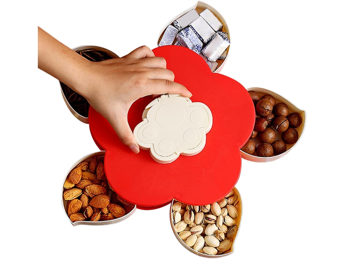 Bandeja Giratória Para Servir Legumes Em Formato De Pétala.