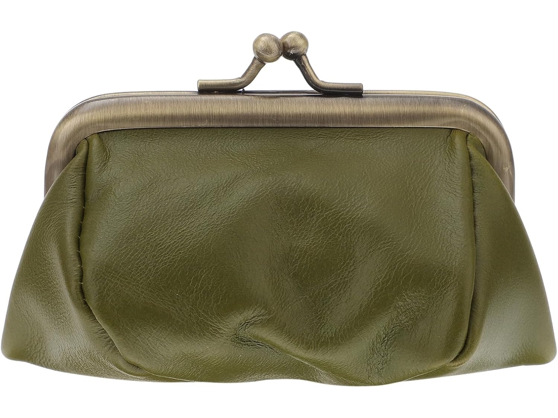 Carteira Porta-moedas Vintage Em Couro Pu Verde Para Mulheres, Carteira Mini Elegante Com Acessórios Em Liga Metálica.