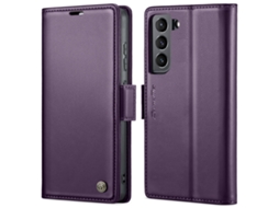 Capa Para Samsung Galaxy S22 Plus 5g Borboleta Fivela Litchi Textura De Telefone De Couro Rfid Antirroubo Roxo Perolado