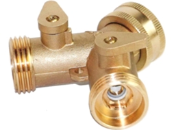 Divisor De Mangueira Em Latão (2 Vias), Conector Em Y Em Latão Maciço Com 2 Válvulas E 2 Arruelas De Borracha Extras (pacote Com 2)