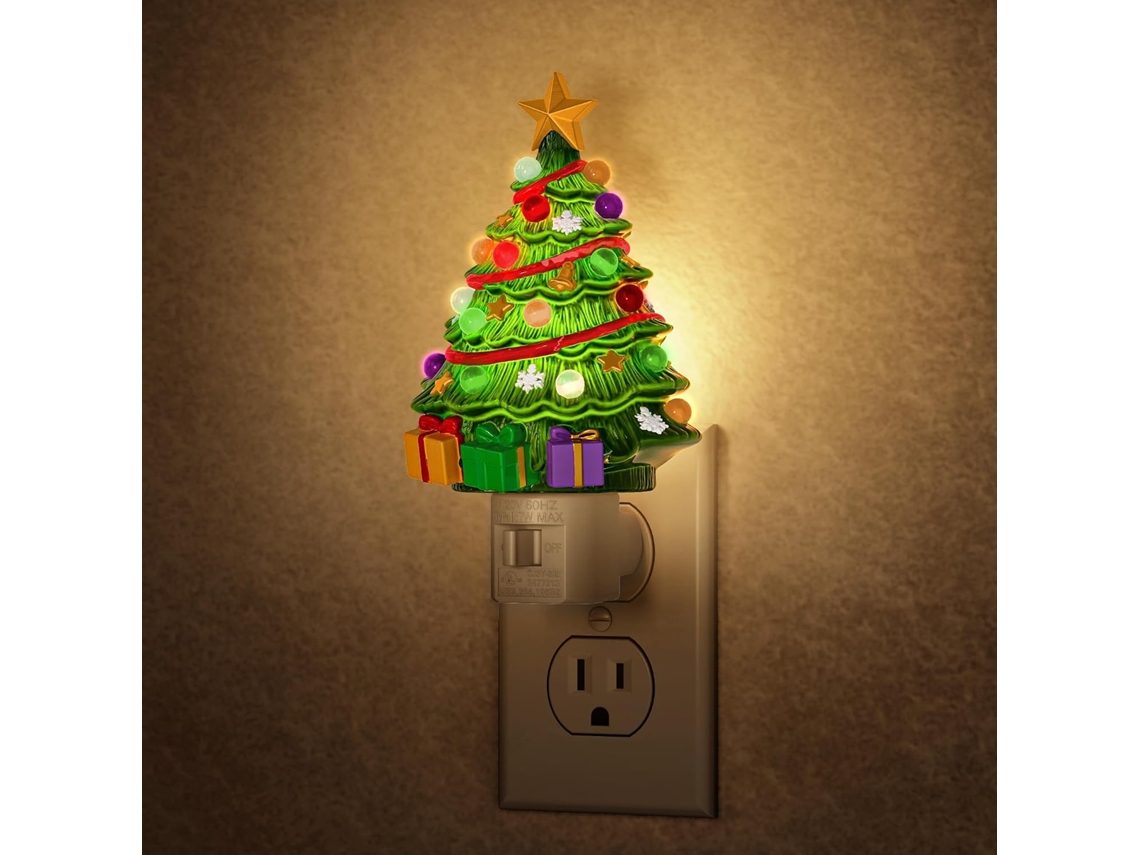 Luminária Noturna Em Formato De Árvore Natal, 3000k, Branco Quente,
