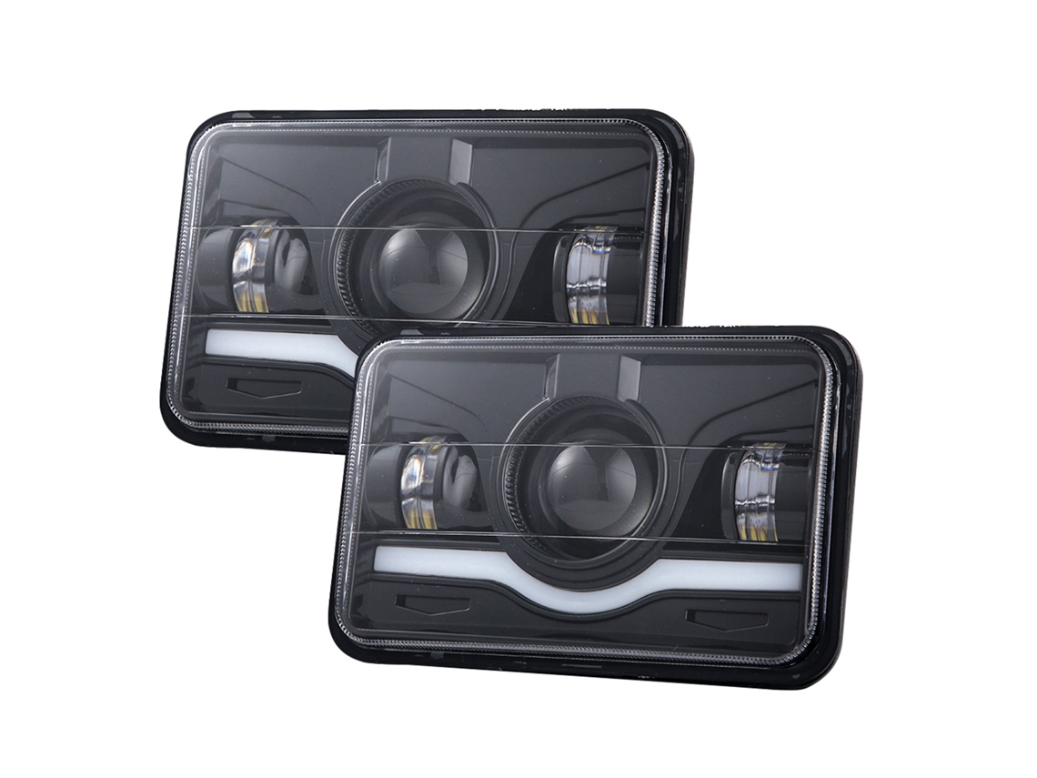 2 Pcs 4x6 Inch Led Headlights High Low Beam Drl For Trucks Cars