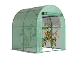 Estufa de jardim 180x180x200cm túnel pequeno com porta enrolável e janela de malha verde BTFORUS