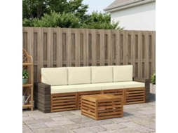 Vidaxl Conjunto De Sofás Para Exterior 5 Unid. Natural E Creme