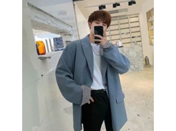 Blazer Casual Masculino Estilo Lazer Baggy Simples, Estilo Coreano, Primavera Outono, Tamanhos M L Xl Xxl Bluea
