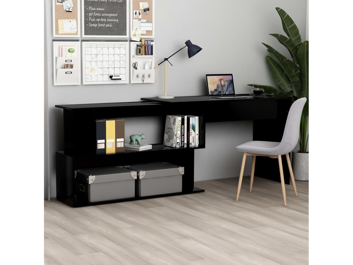 Vidaxl Secretária De Canto 200x50x76 Cm Derivados De Madeira Preto