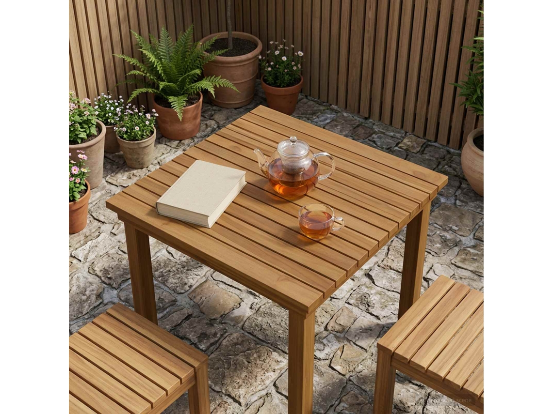 Vidaxl Tampo De Mesa 60 X 60 X 3,5 Cm Quadrado Madeira De Teca Sólida
