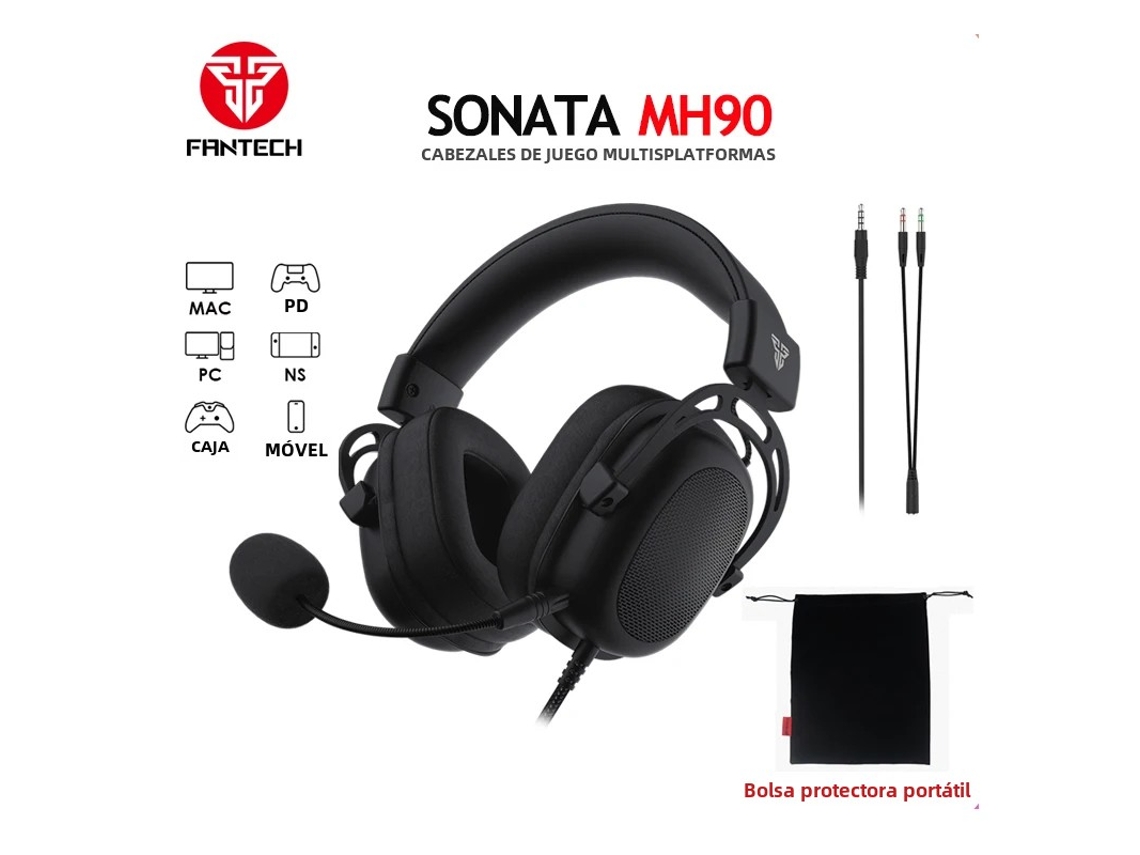 Fone De Ouvido Gamer Fantech Sonata Mh90 Com Som Surround E Microfones Com Cancelamento De Ruído Para Pc/ps4/ps5/xboxvayotoy