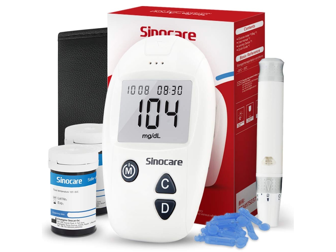 Kit de Teste de Glicemia para Diabetes (50 Tiras de Teste e 50 Lancetas - Tecnologia Dehydrogenas Mais Preciso em Mg/Dl - Safe Accu)