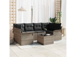 Vidaxl Conjunto de Sofá de Jardim 7 Pcs Cinzeto Rattan Sintético