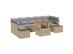 Conjunto 8 Conjunto De Sofá De Jardim Vidaxl Bege Vime Pe (100 X 55 X 73 Cm)