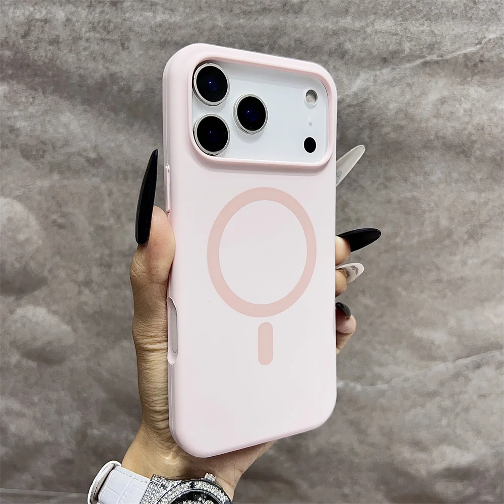 (iphone 12, Rosa) Capa Protetora Magnética Magsafe Para Iphone, Feita De Silicone.