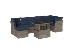 Conjunto de Sofá de Jardim, 8 Peças, Almofadas, Rattan Cinza MAISON EXCLUSIVE