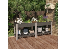 Vidaxl Canteiro Elevado Jardim C/ Prateleira 200x50x75 Cm Wpc Cinzento