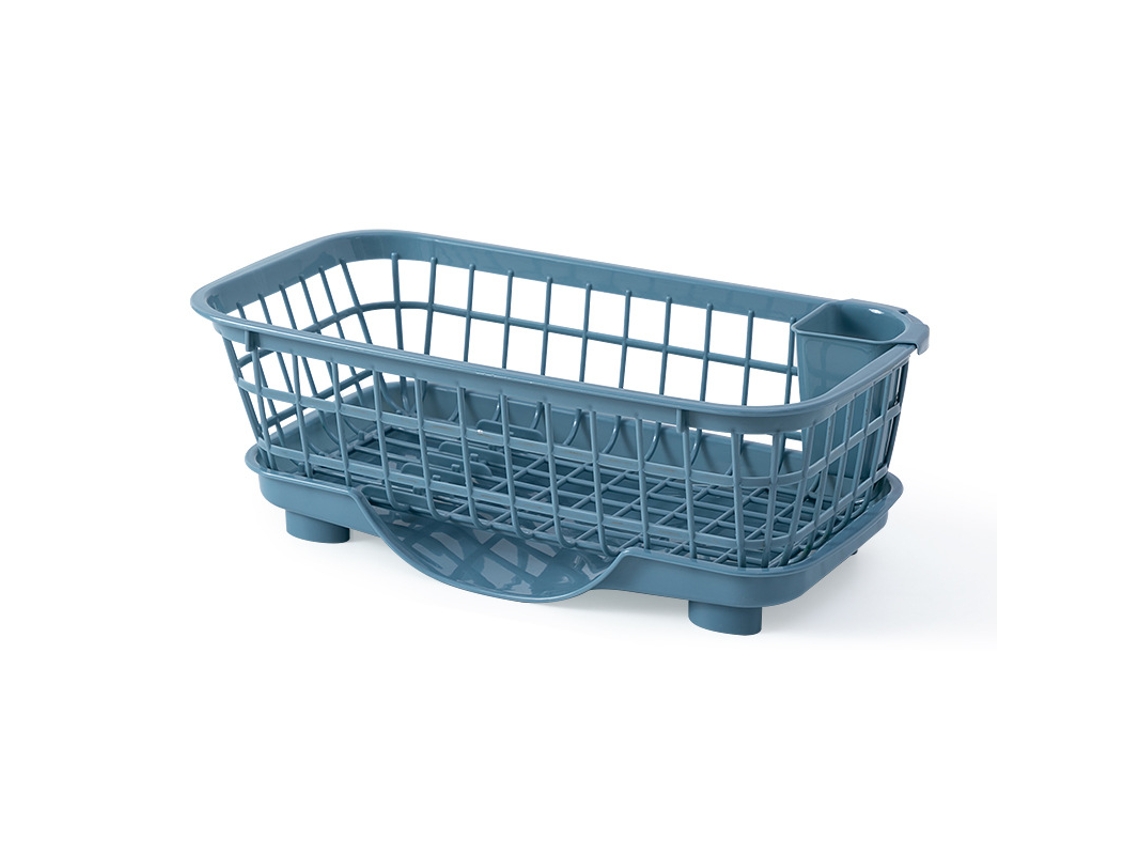 Vassoura de grama de plástico azul com fundo removível e sistema de drenagem rápida para utensílios laváveis. -aquaforge