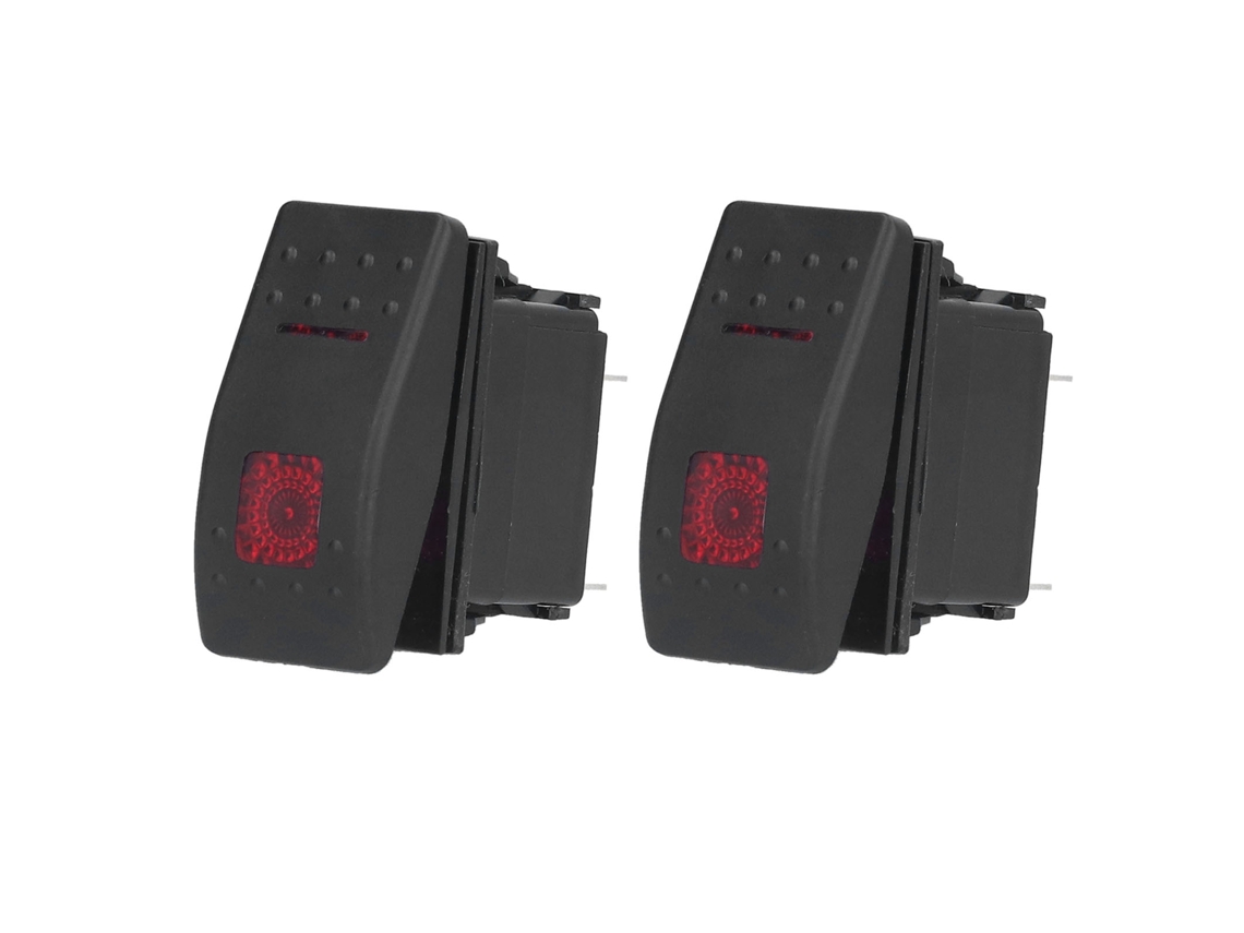 2 Peças Interruptor De Palanca Impermeável On Off 5 Pinos 12v-24v Luz Vermelha Para Carros Barcos Caminhões
