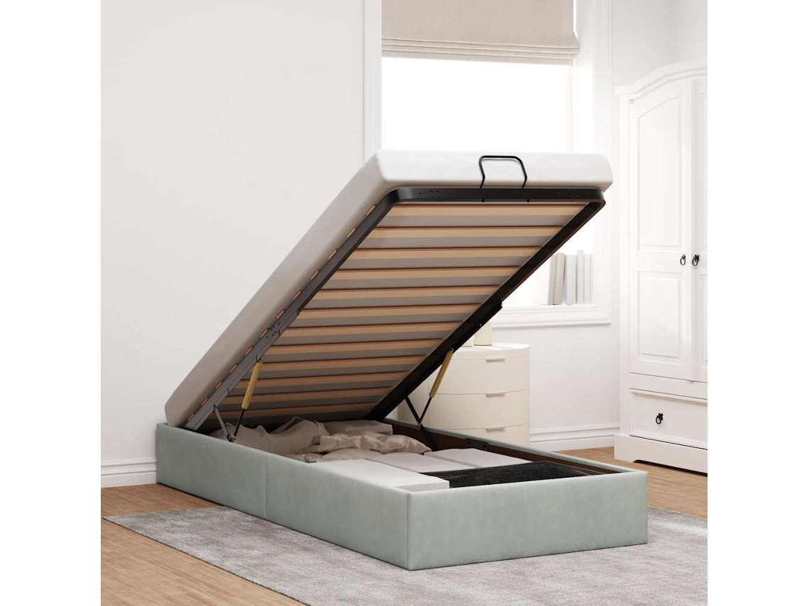 Vidaxl Ottoman Bed Frame No Colchão Cinzento Claro 100x200 Cm Veludo