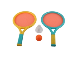 Conjunto de 2 Raquetes e 2 Bolas de Badminton para Crianças, Durável, Leve, Anti Derrapante, Azul e Amarelo S/MARCA