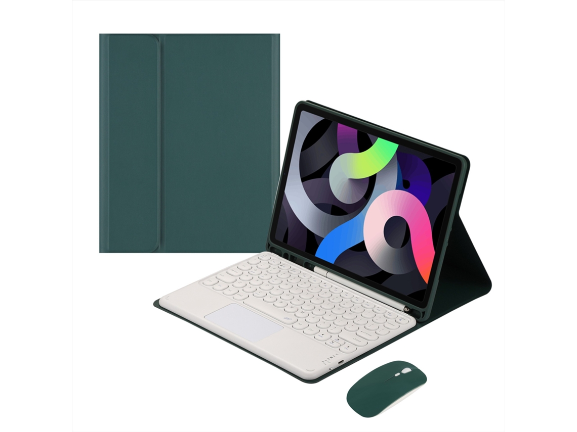 Capa de Teclado Bluetooth para Ipad Air3 XIAOMOYU, verde escuro e branco