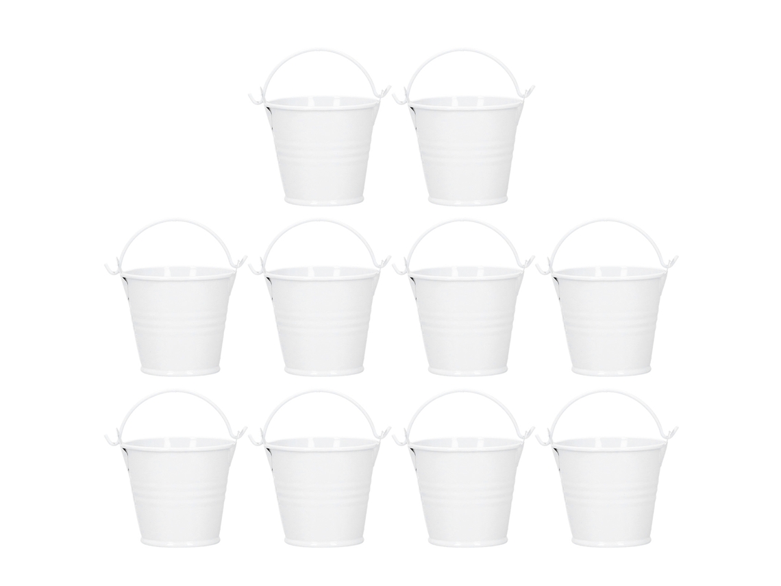 10pcs Vasos Mini Planta Succulenta Metal Decor Branco 4x5.5x6cm
