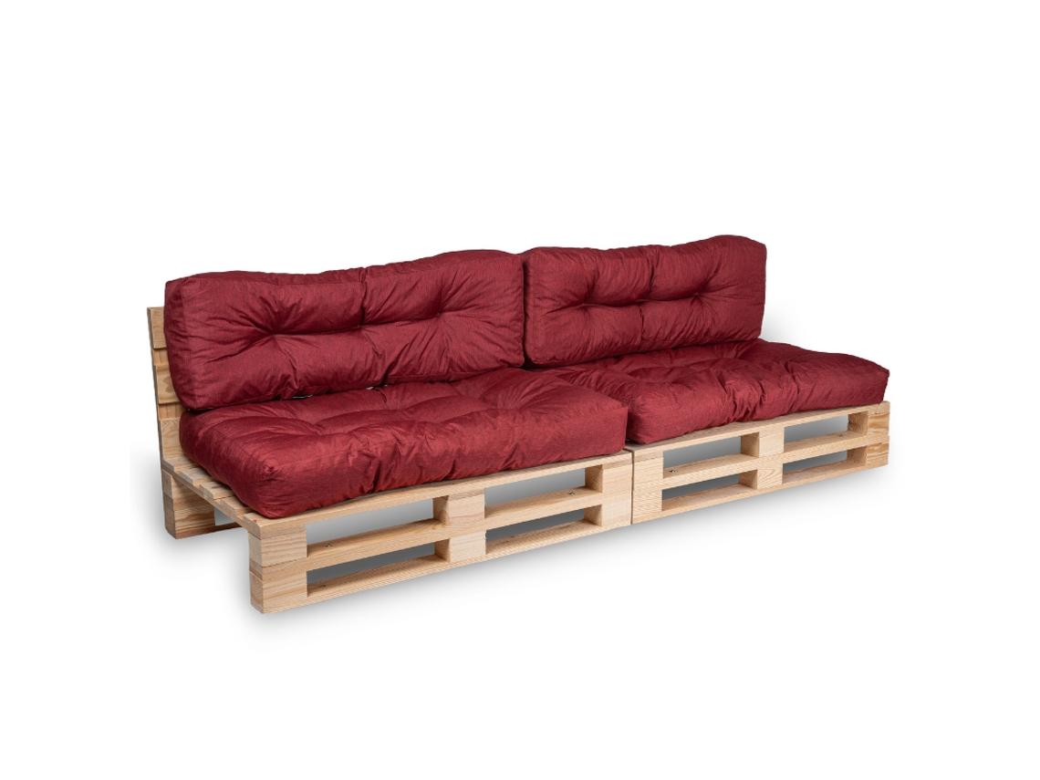 Almofada Para Paletes Conjunto Poliéster Bananair 120x80cm/120x40cm Vermelho
