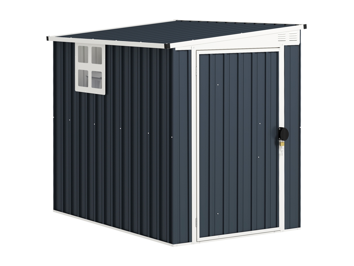 Galpão de Jardim de Aço 1,2x1,9 M com Porta Trancável e Saídas de Ar. Cinza Escuro Ge