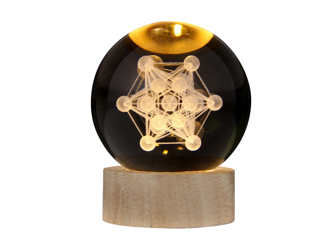 Laxiscreed Bola De Cristal 3d Com Luz Quente E Base De Madeira Para Decoração De Secretária