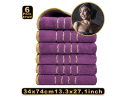 Toalhas de Lã Coral, Pacote com 6 Unidades, Tamanho 34*74 Cm, Macias e Absorventes CZHHMART (roxas)