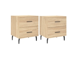 Bedside Cabinet, Bedside Cabinets Vidaxl Marrom Madeira Processada (n/a)