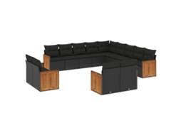 Garden Sofa Set, Garden Sofa Sets Vidaxl Preto Rattan / Vime (n/a)