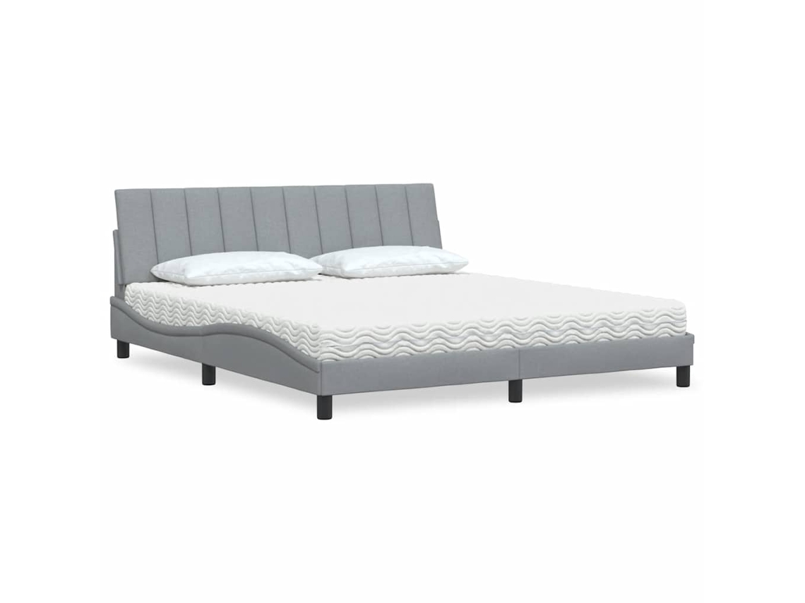 Vidaxl Cama Com Colchão Hanko 180x200 Cm Tecido Cinzento-claro